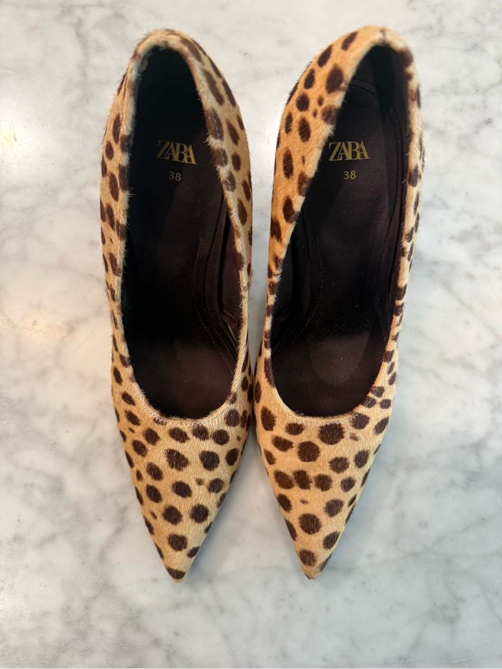Zara Leopard-Print Pointed Pumps - Brown/Black